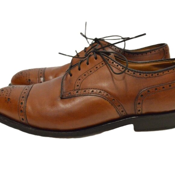 FootJoy Classics 7.5D Cognac Brown Leather Cap Toe Brogue Derby Dress Shoes main image 5